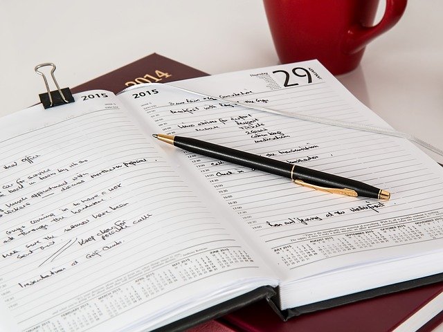 Calendar and pen